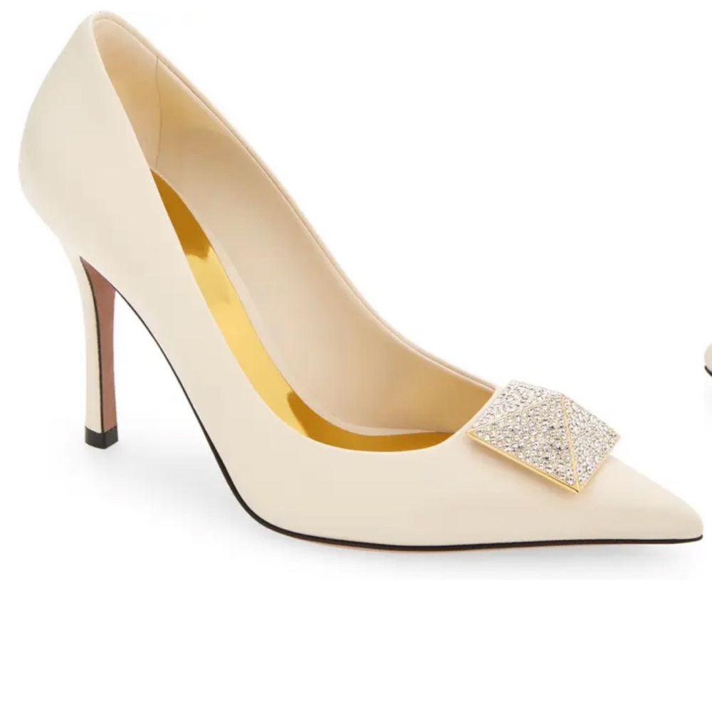 Valentino Crystal One Stud Pointed Toe Pump